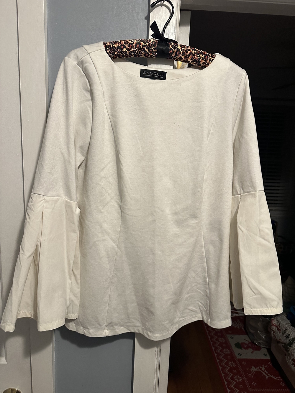 Eloquii Cream Bell Sleeve Boatneck Blouse 22W